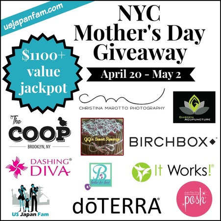 US Japan Fam's NYC Mother's Day Giveaway features a jackpot valued over $1100!