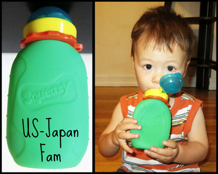 US-Japan Fam's review of Squeasy Snacker reusable food pouch