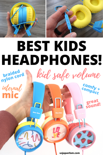 US Japan Fam reviews New Bee KH-20 - The Best Kids Headphones vertical for pinterest