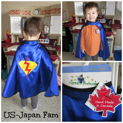 US-Japan Fam reviews Great Pretenders super hero toddler cape.