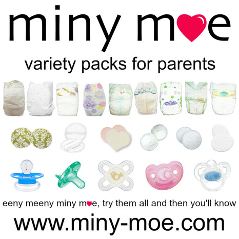 Miny Moe Variety Packs for Parents bring you samplers of disposable diapers, nursing pads, and pacifiers! Try all the top brands to find the best for YOUR baby!