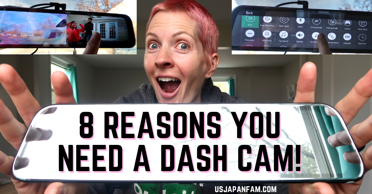 8 REASONS YOU NEED A DASH CAM - US Japan Fam reviews Carchet T12 Rearview Mirror Mounted Dash Cam
