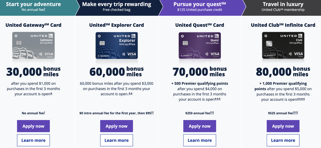 United Credit Cards - earn miles toward free travel!