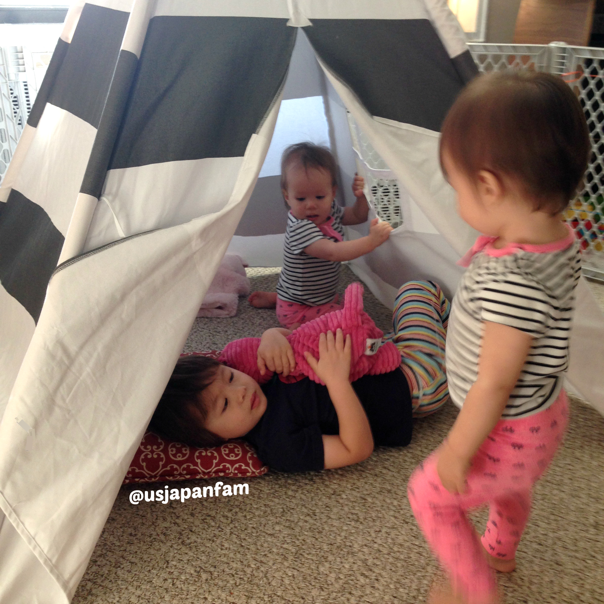US Japan Fam reviews and loves Tiny Hideaways Teepee Tent - great for all ages and uses!