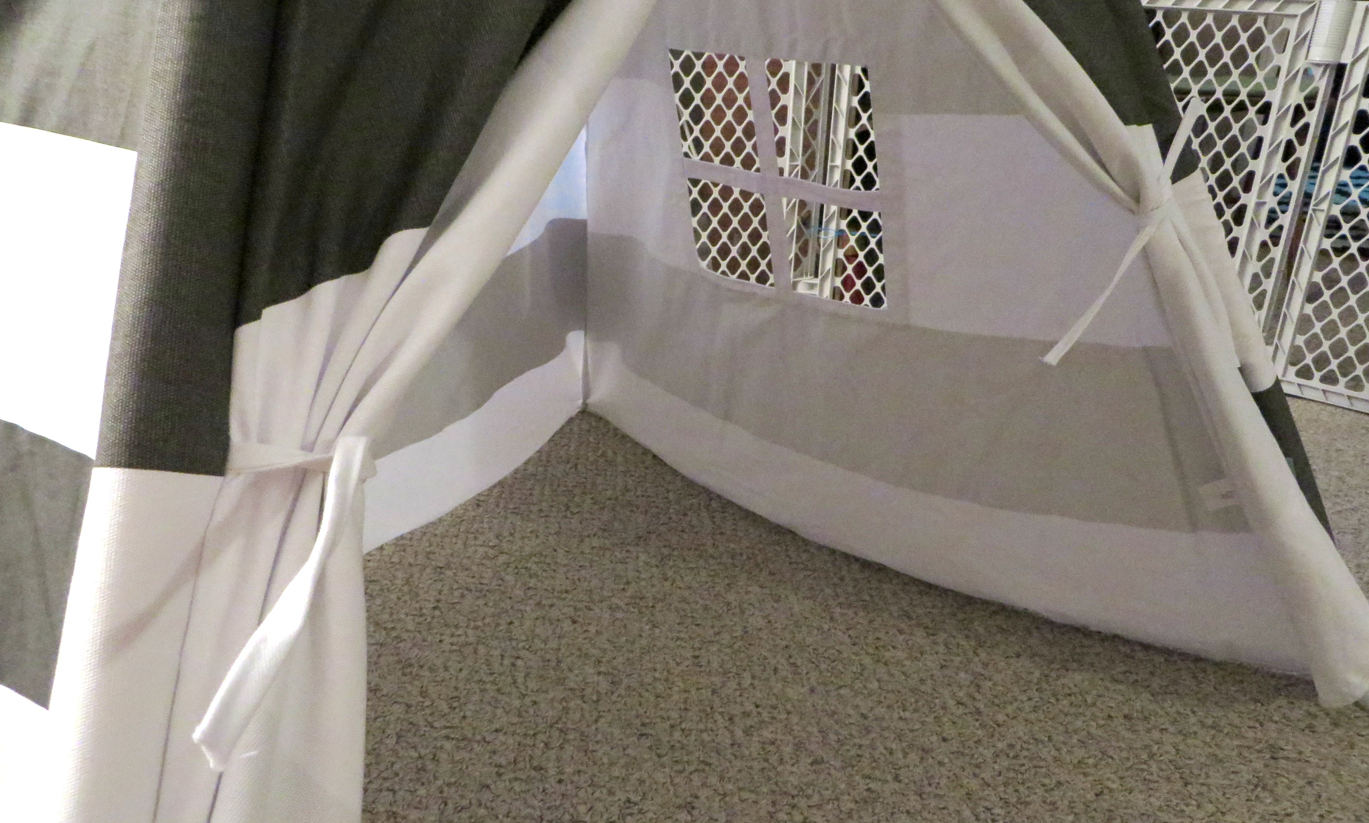 US Japan Fam reviews and loves Tiny Hideaways Teepee Tent - door with velcro and ties!
