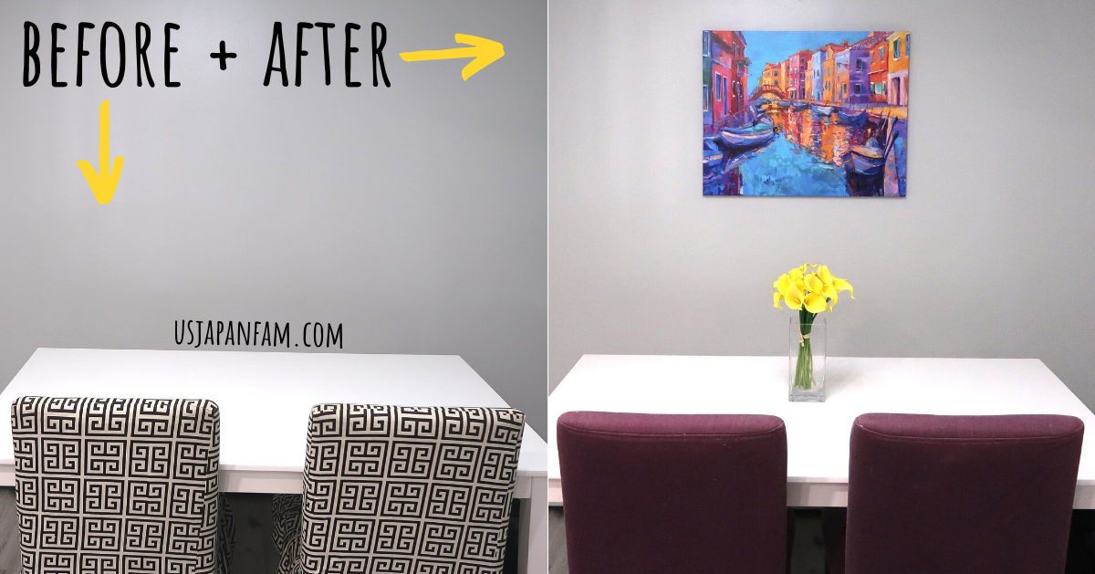 US Japan Fam reviews Canvaspop on demand wall art canvas prints - before and after dining room makeover