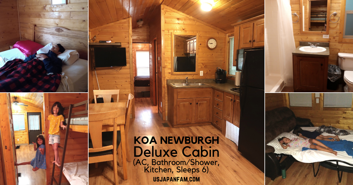 US Japan Fam reviews KOA Newburgh - inside the deluxe cabin