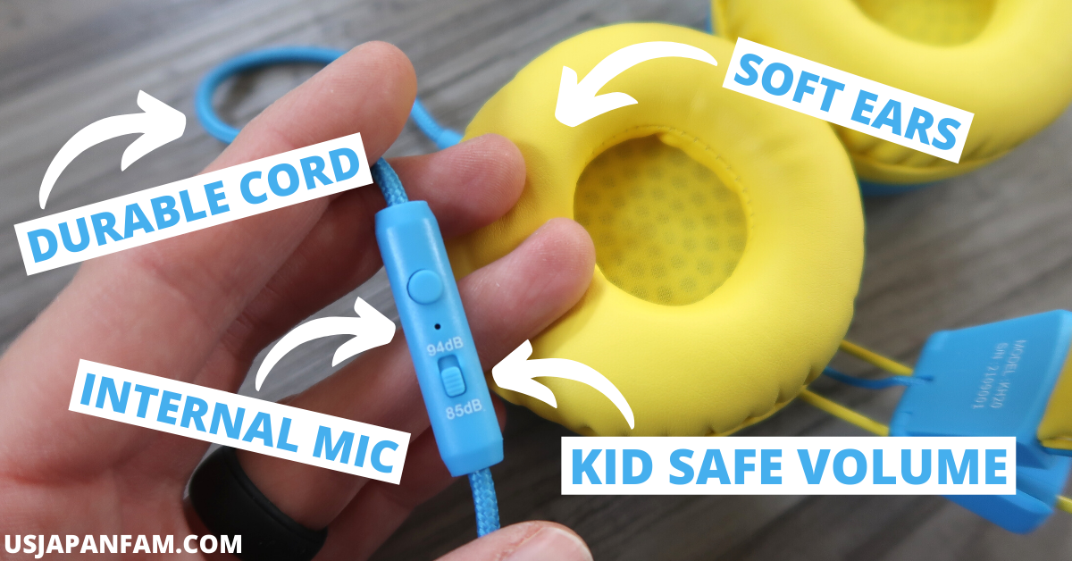 US Japan Fam reviews New Bee KH-20 - The Best Kids Headphones - kid safe volume control mic ears