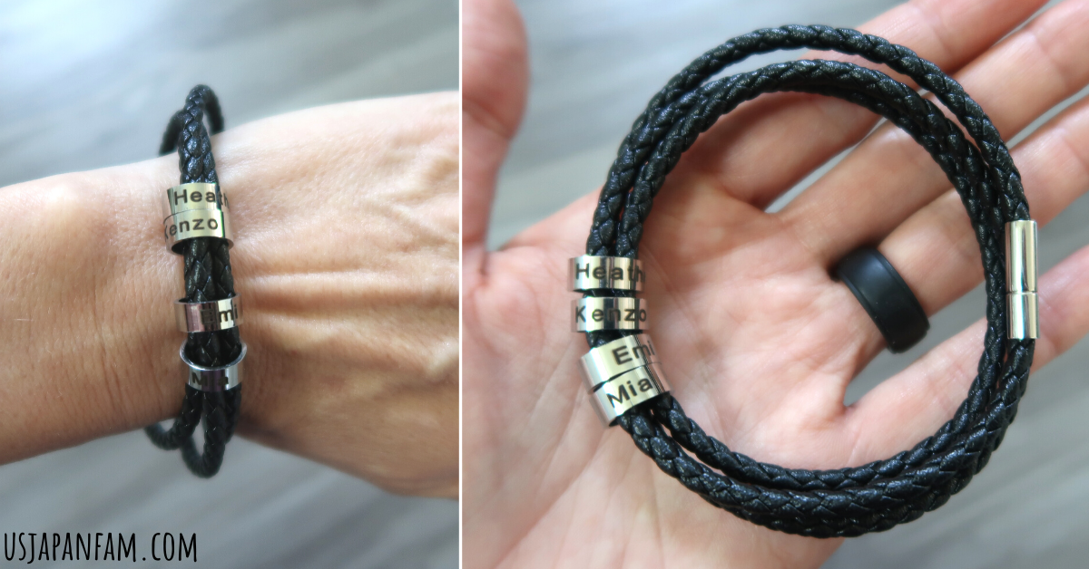 US Japan Fam reviews oNecklace's personalized Father's Day Gift - men's braided leather name bracelet