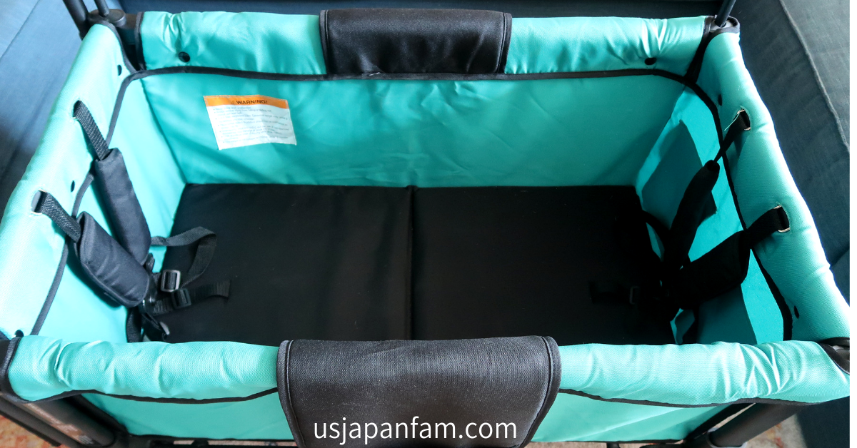 US Japan Fam reviews Wonderfold Stroller Wagon - two 5-point harness seats
