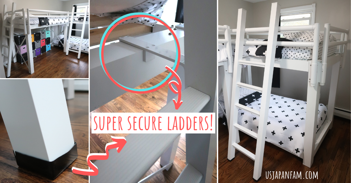 neutral kids bedroom makeover - safe bunk bed ladders