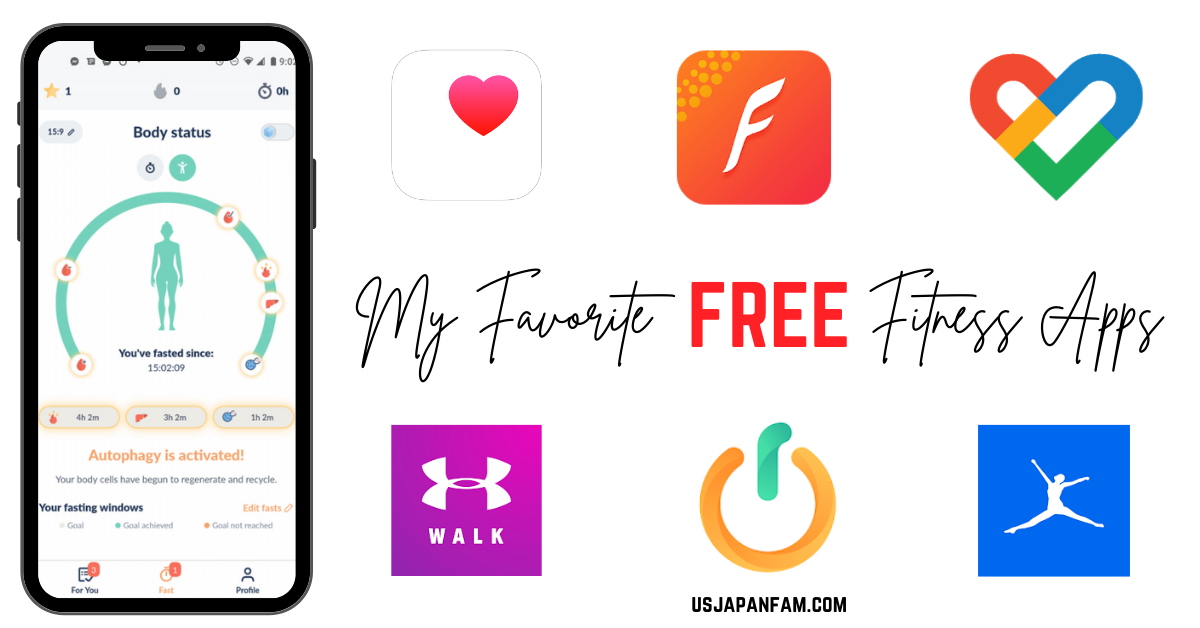 US Japan Fam's list of the best free fitness apps for intermittent fasting, weight loss, and health!