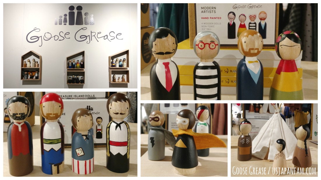 US Japan Fam loves Goose Grease's wooden peg dolls from the Playtime New York trade show!