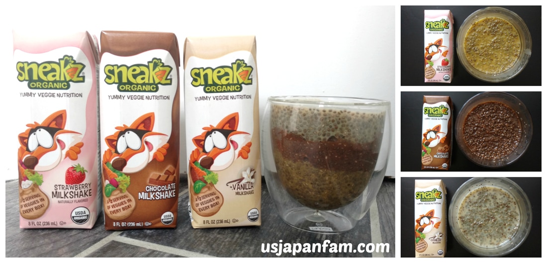 US Japan Fam's Neapolitan Chia Pudding featuring Sneakz Organic Milkshakes