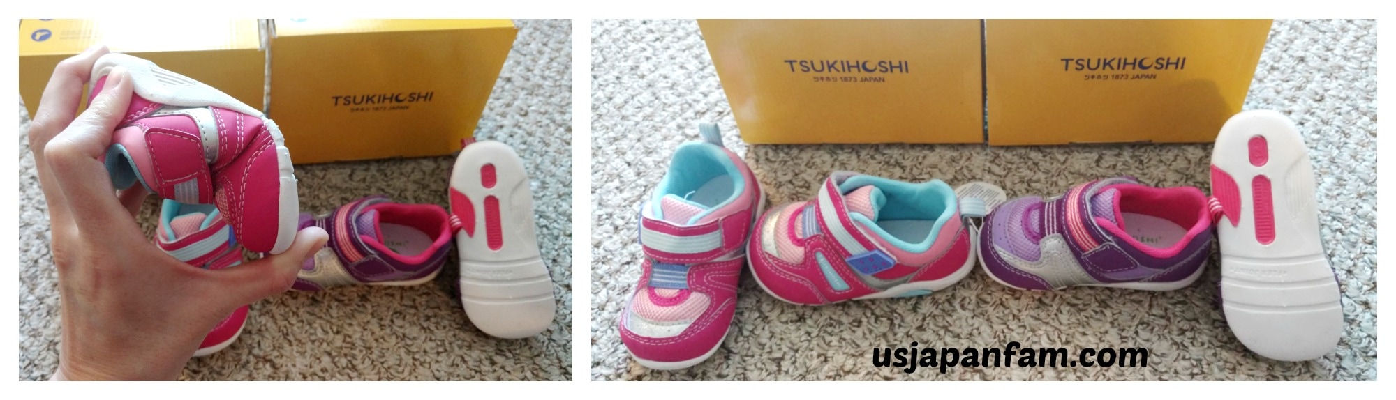 US Japan Fam reviews Tsukihoshi's Neko kids shoes.