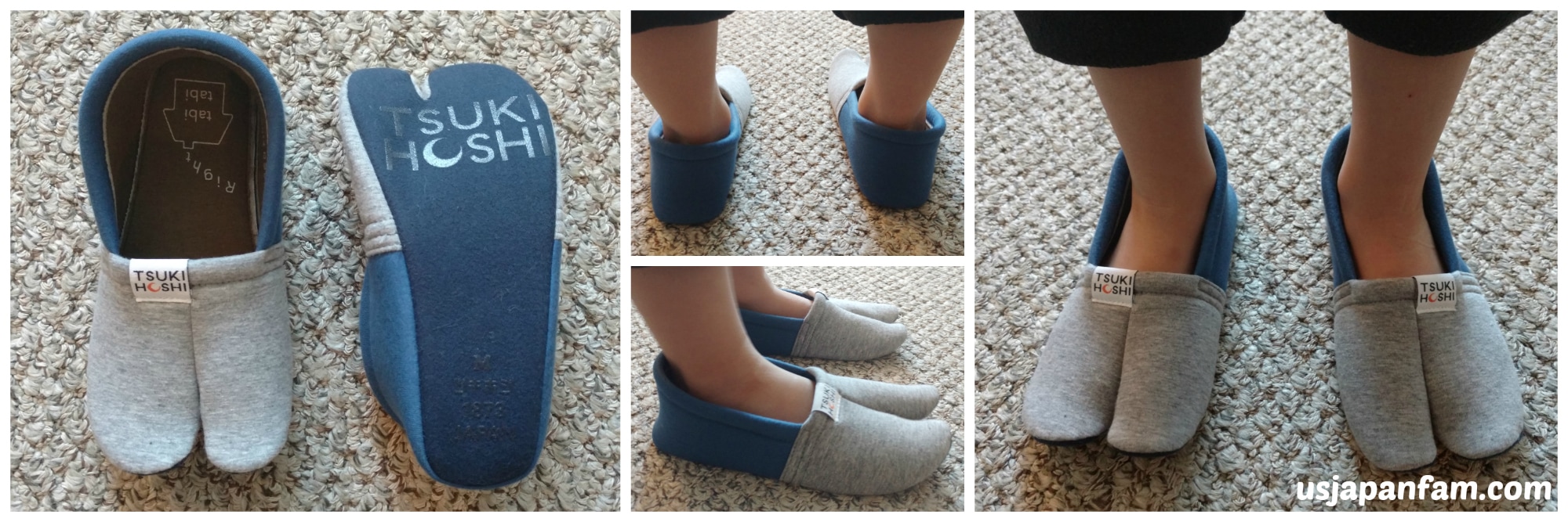 US Japan Fam reviews Tsukihoshi's Tabi Tabi home slippers for kids.