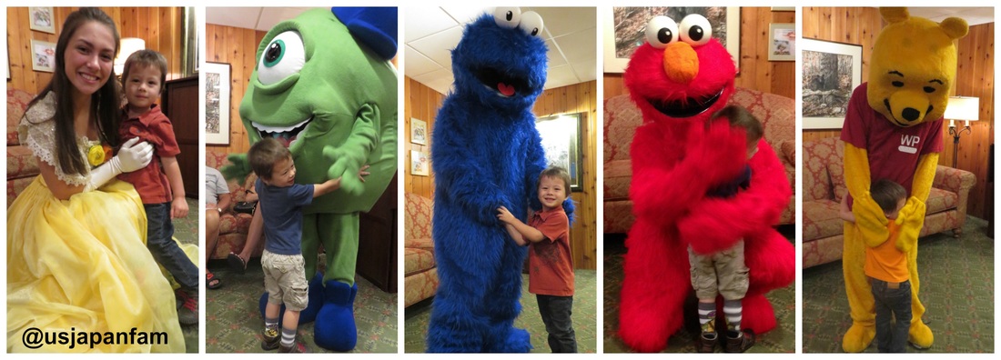 Kids are greeted by a different character at each meal at Woodloch Resort!